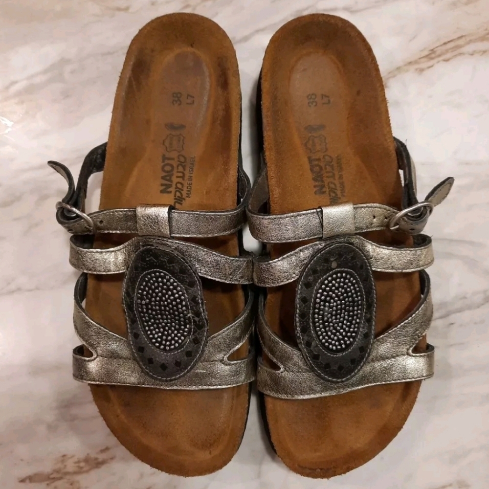 NAOT Women's Silver Sandals  38 (7-7.5)